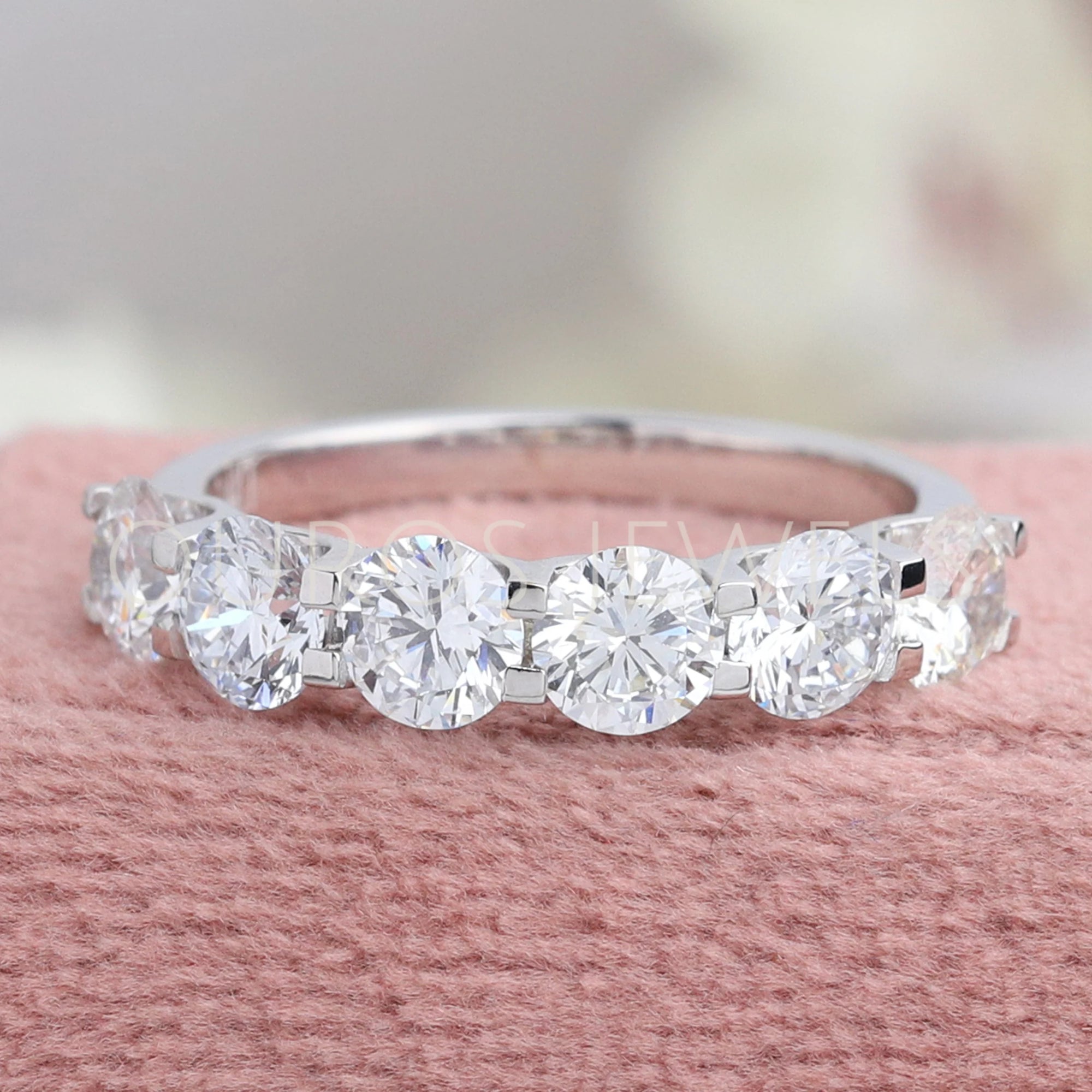 4.60 MM Round Cut Half Wedding Band Rings