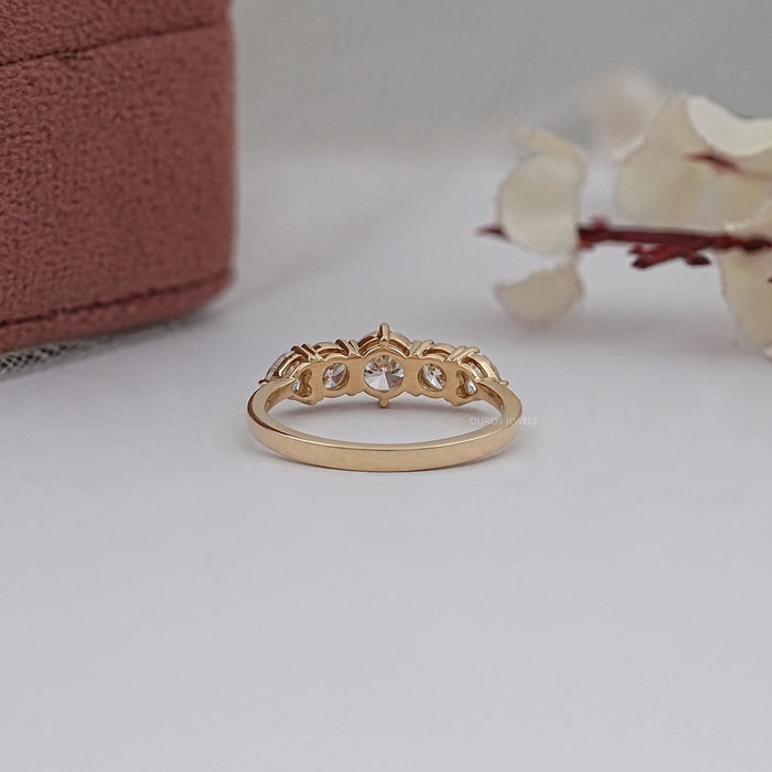 Round And Heart Diamond Five Stone Engagement Ring