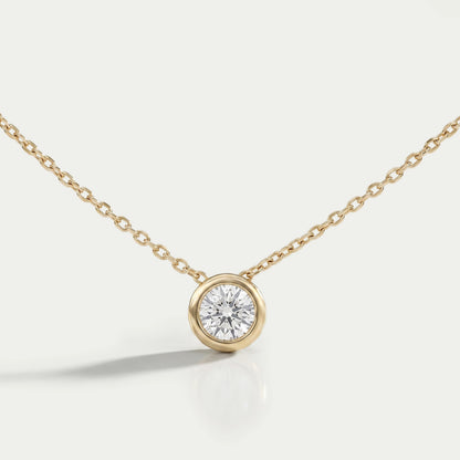 Bezel-Set Round Diamond Solitaire Pendant Necklaces