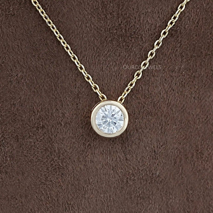 Bezel-Set Round Diamond Solitaire Pendant Necklaces