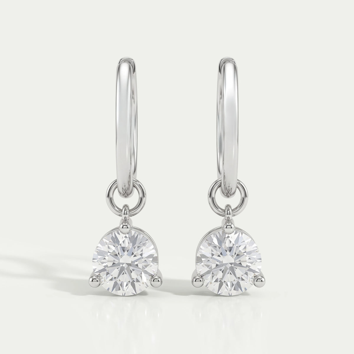 Round Lab Diamond Dangle Hoop Earrings Earrings