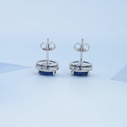Oval Cut Sapphire Gemstone Stud Earring