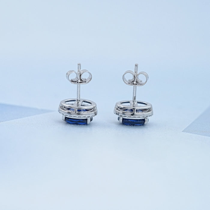 Oval Cut Sapphire Gemstone Stud
