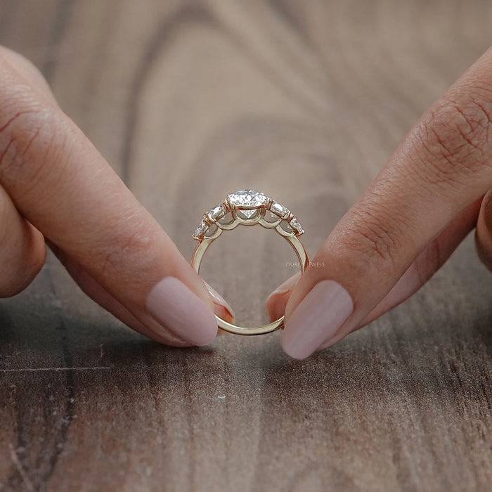 Pear And Round Diamond Five Stone Engagement Ring