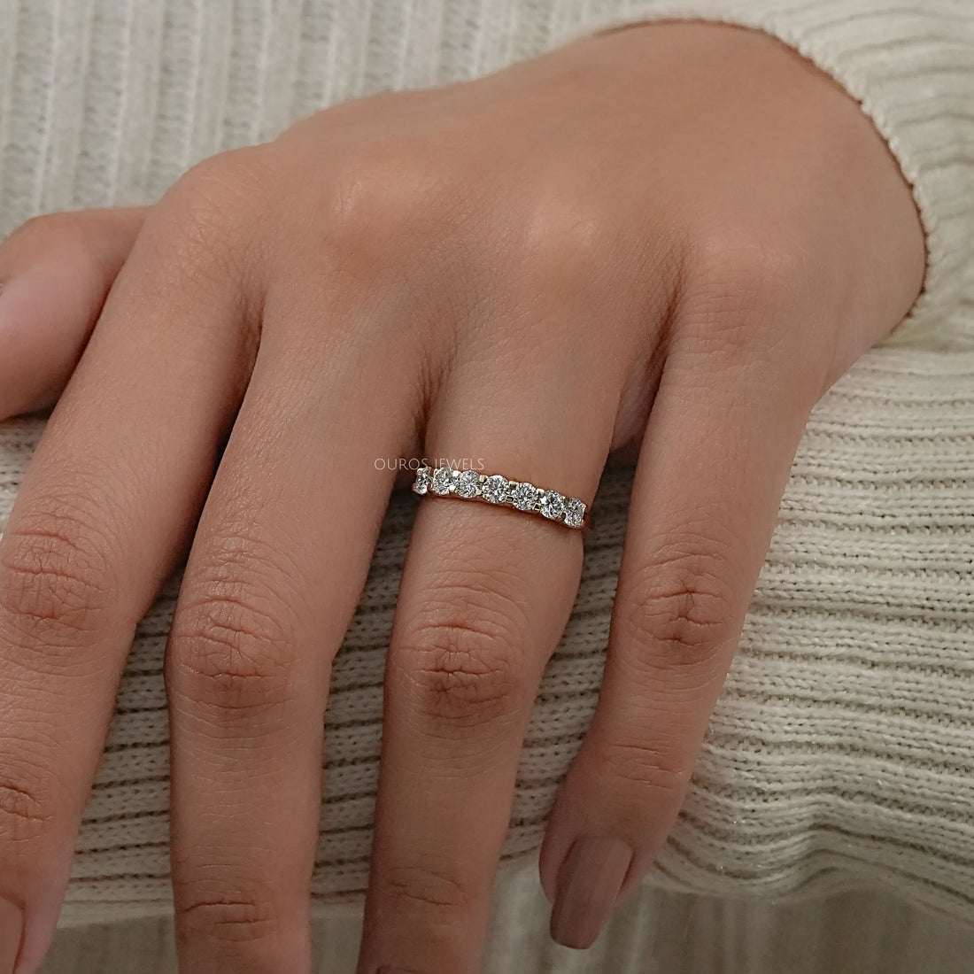 Seven Stone Round Diamond Half Eternity Band Ring