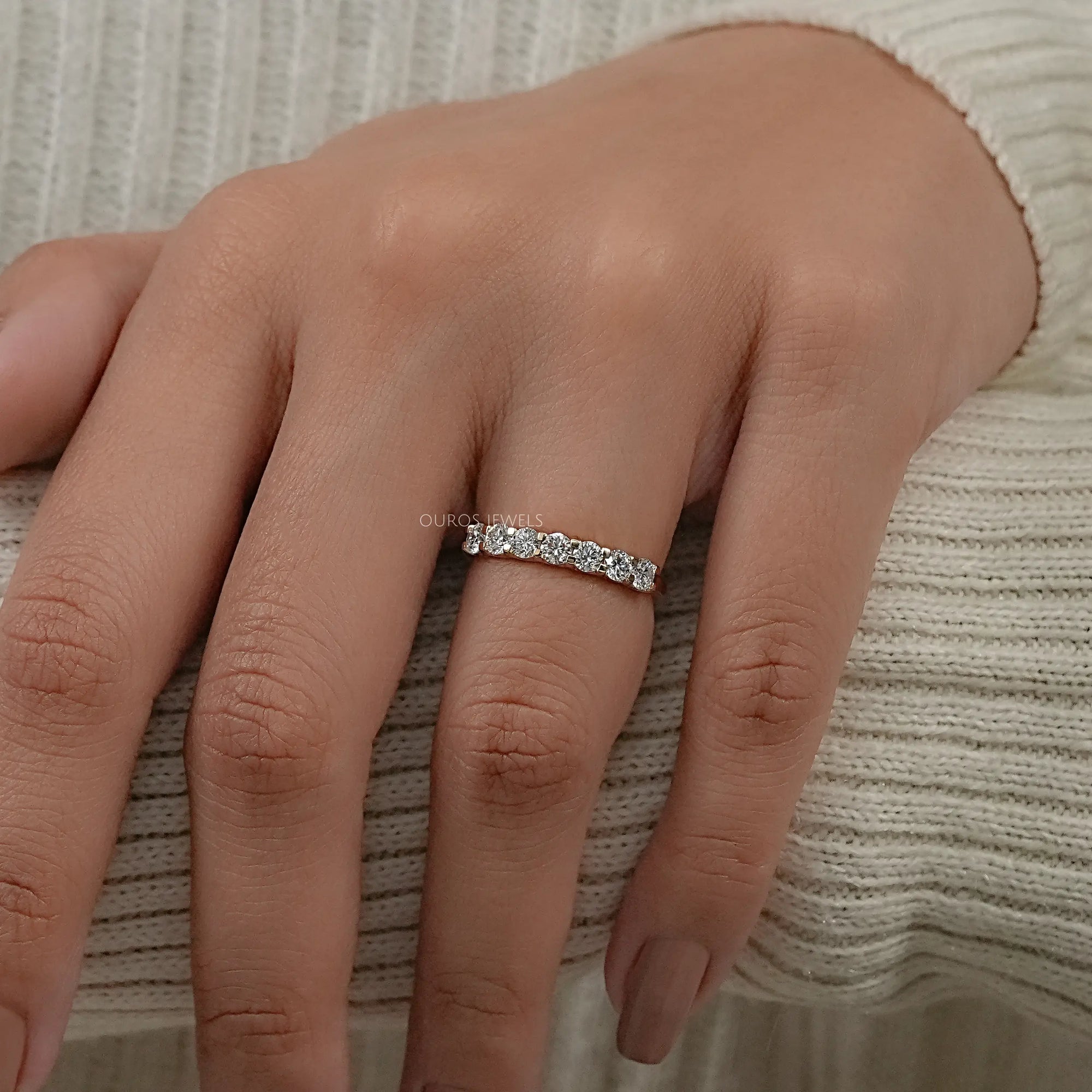 Seven Stone Round Diamond Half Eternity Band Ring