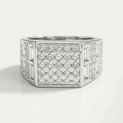 Grid Cluster Diamond Ring For Men's Rings