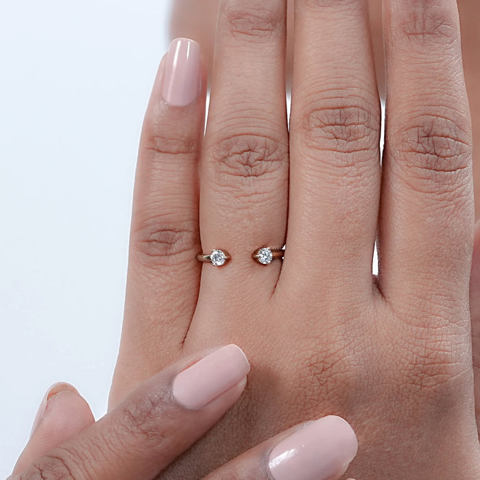 Round Lab Diamond Open Cuff Wedding Ring