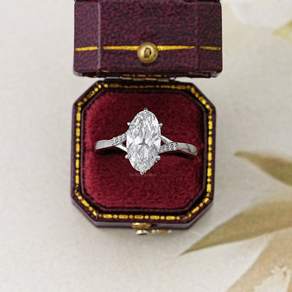 Old Mine Moval Lab Diamond Hidden Halo Split Shank Ring Rings