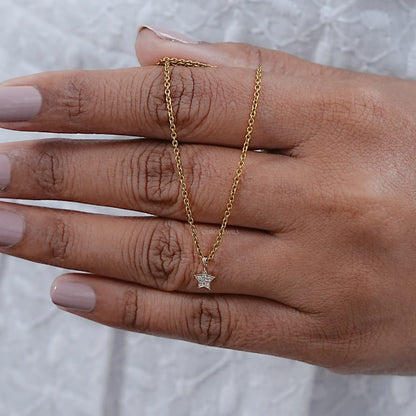 Lab Grown Round Diamond Star Shape Pendant Necklaces