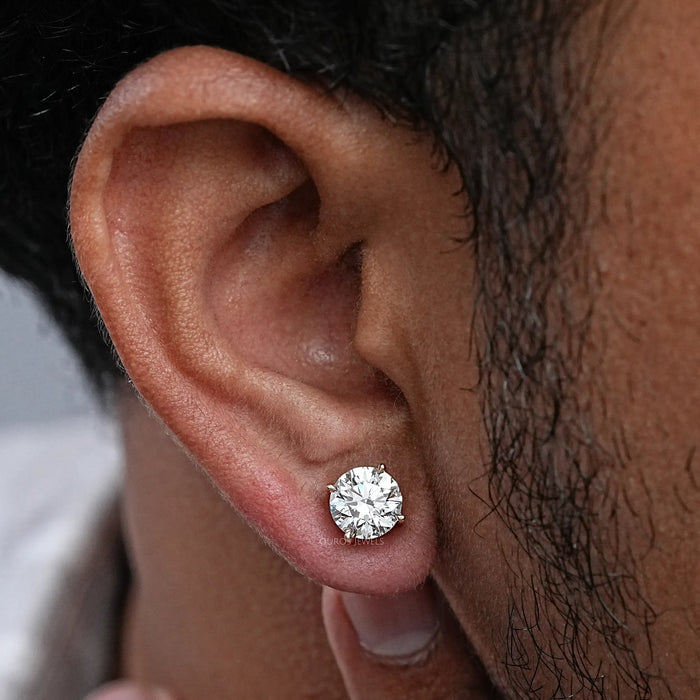 Lab Grown Solitaire Diamond Earrings for Men