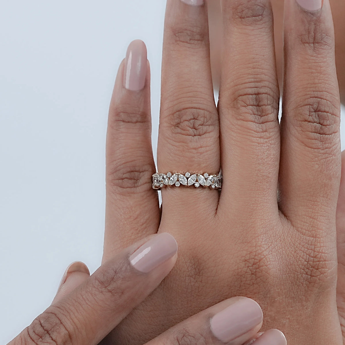 Marquise And Round Diamond Eternity Wedding Band