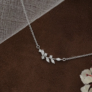 Round and Marquise Cut Diamond Leaf Pendant