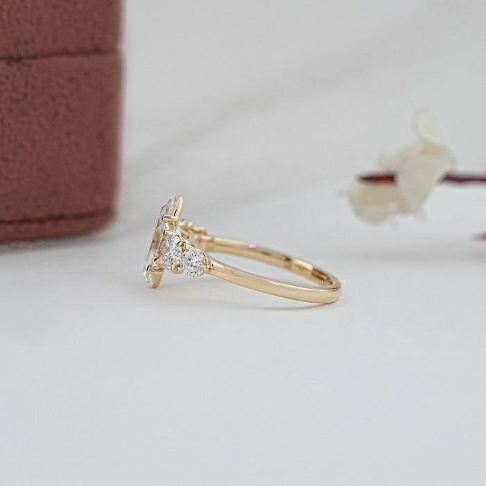 Marquise and Round Diamond Five Stone Engagement Ring