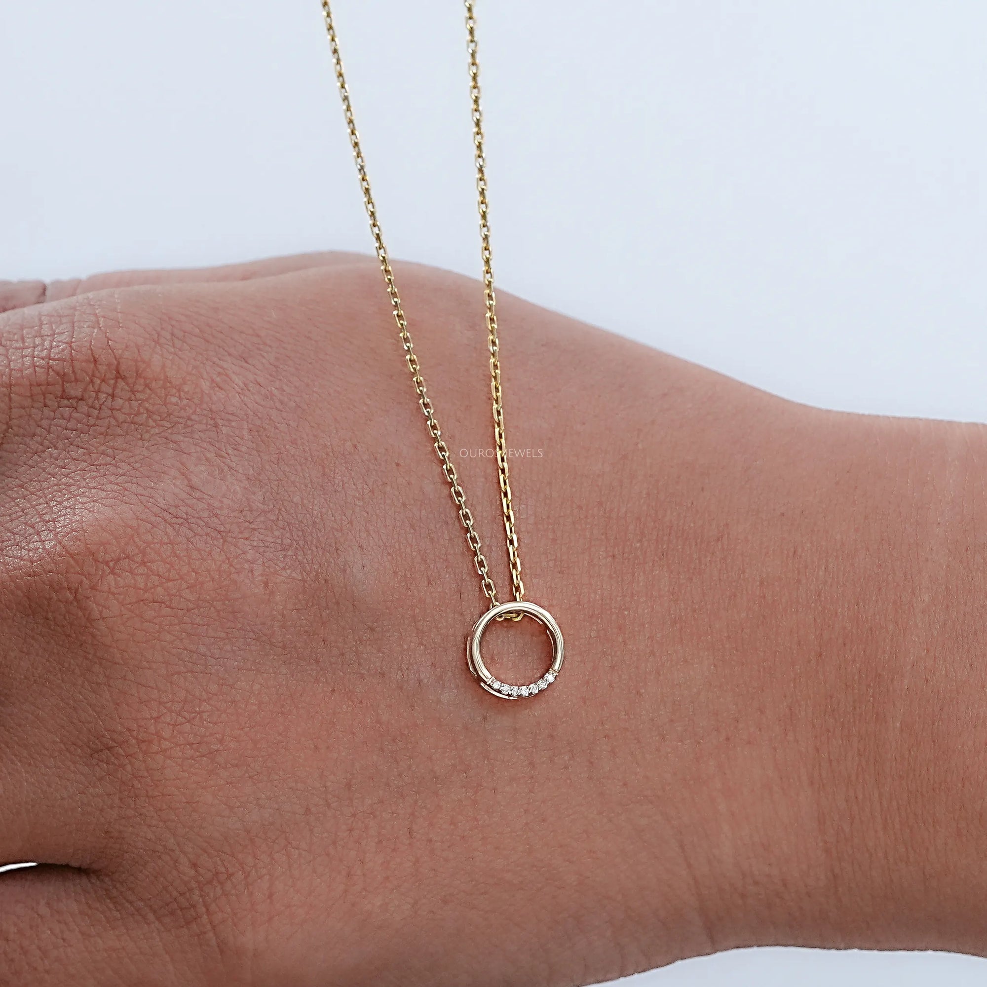 Open Circle Round Lab Diamond Pendant Necklaces