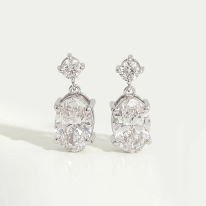 Round And Oval Cut Lab Diamond Drop Dangle Earring