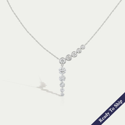 Round Lab Diamond Y - Lariat Necklace
