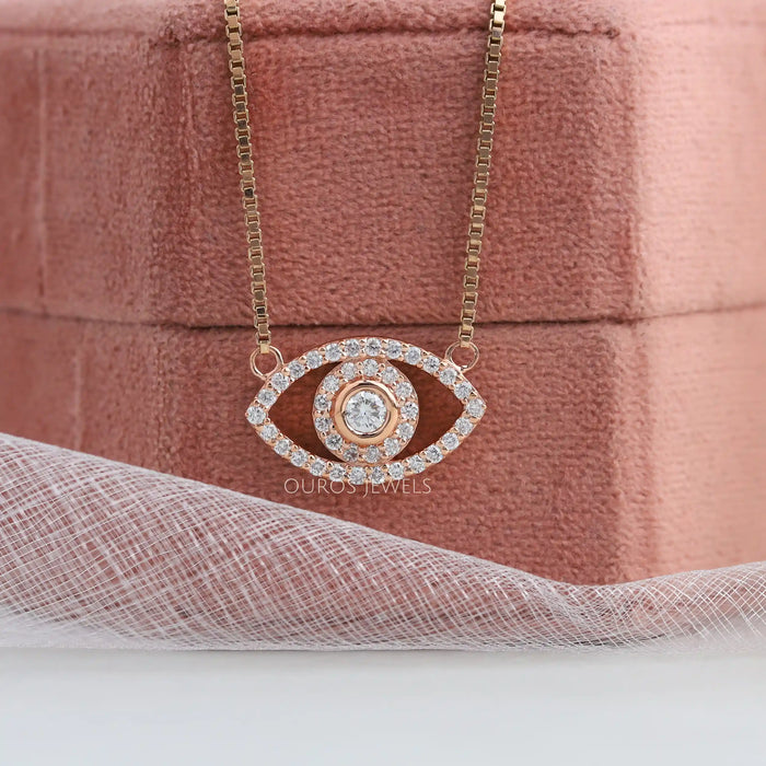 Round Lab Grown Diamond Evil Eye Pendant