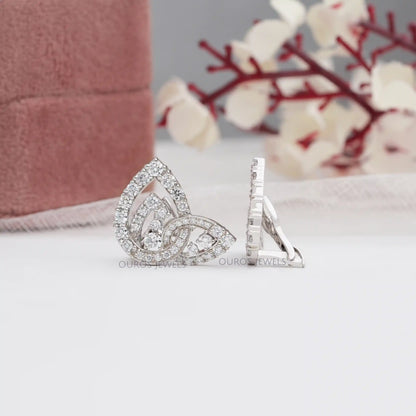 Round Cluster Diamond Clip On Back Earrings Earring