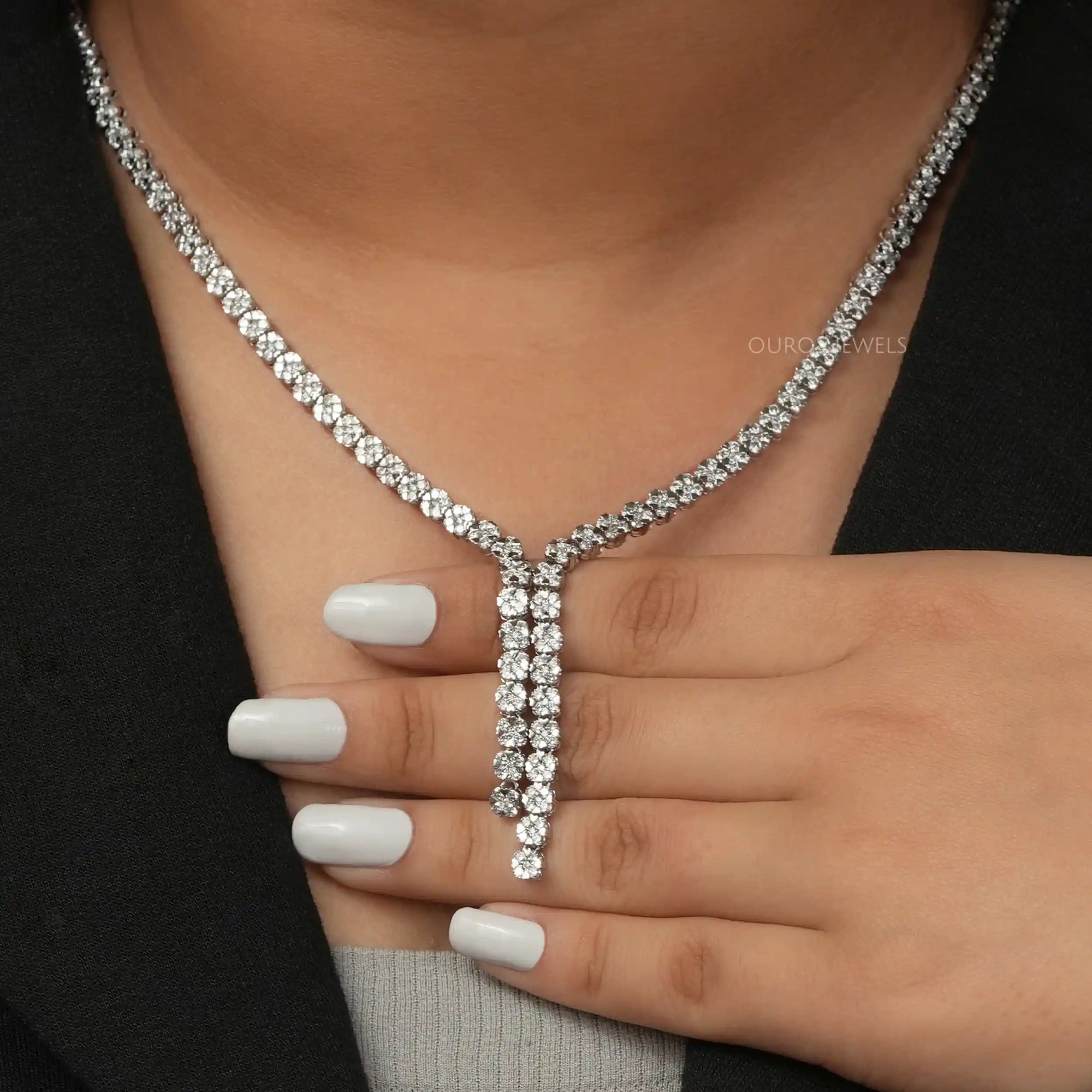 Round Cut Lab Grown Diamond Necklace Set