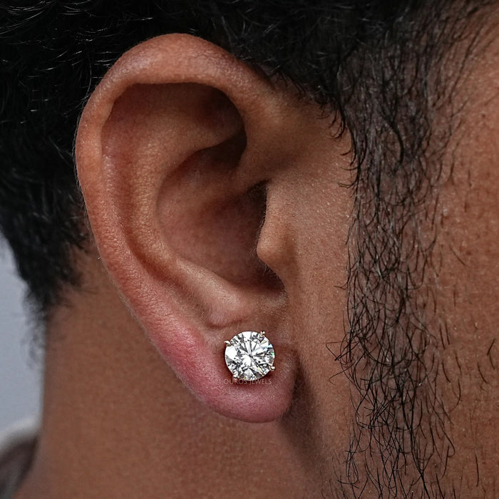Lab Grown Solitaire Diamond Earrings for Men