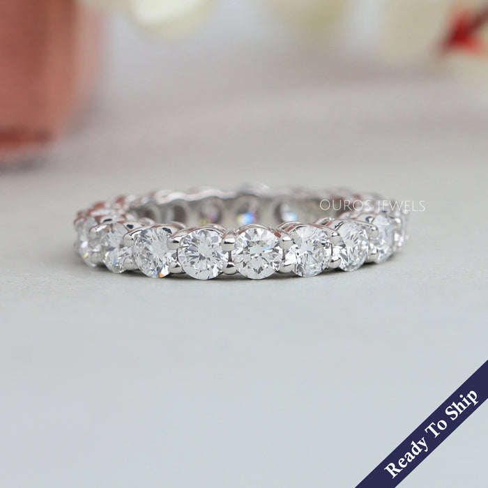 Round Lab Diamond Eternity Wedding Band