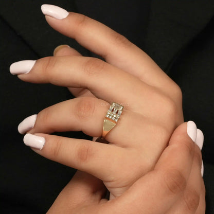 Baguette And Round Cut Lab Grown Diamond Wedding Ring