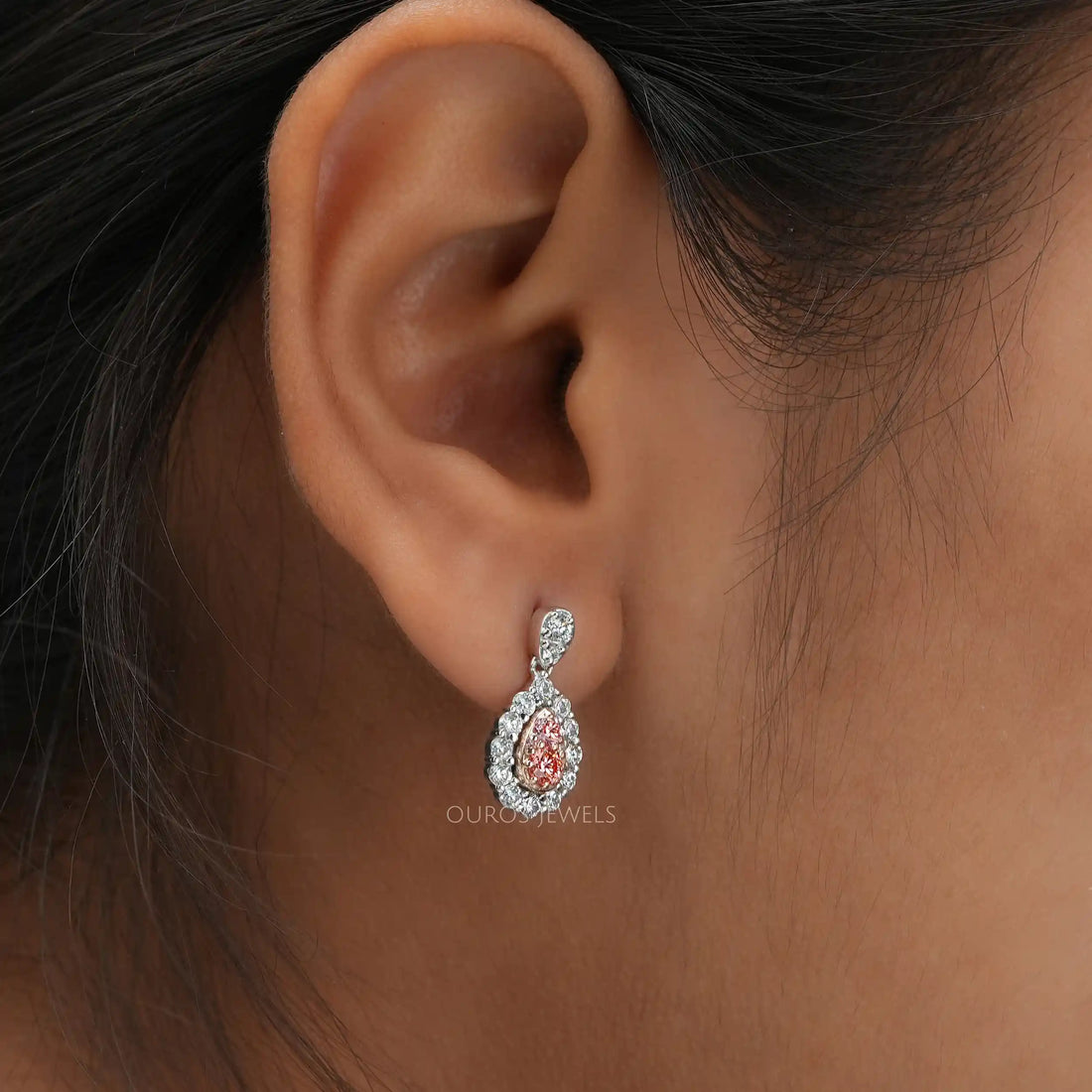 Round Cluster Diamond Halo Drop Dangle Earrings Earrings