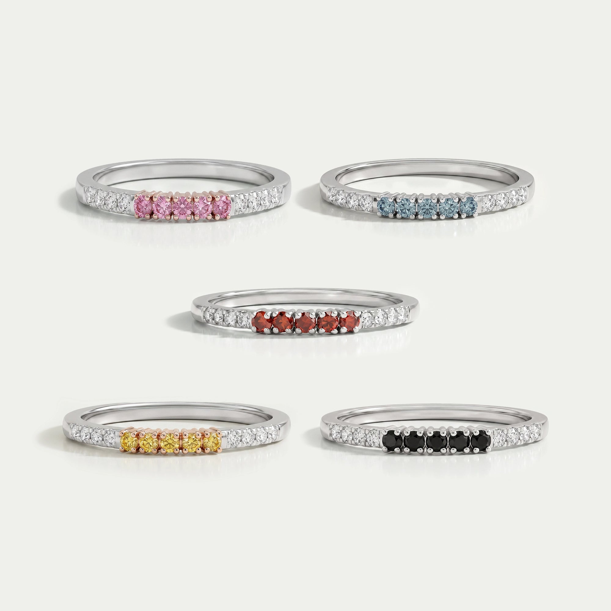 Fancy Round Cut Lab Grown Diamond Stacking Ring Rings