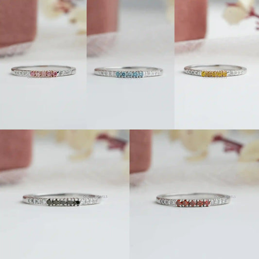 Fancy Round Cut Lab Grown Diamond Stacking Ring Rings