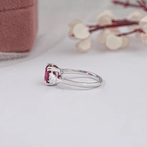 Ruby And Diamond Three Stone Ring