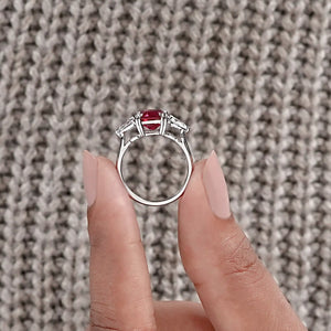 Ruby And Diamond Three Stone Ring