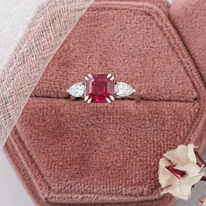 Ruby And Diamond Three Stone Ring