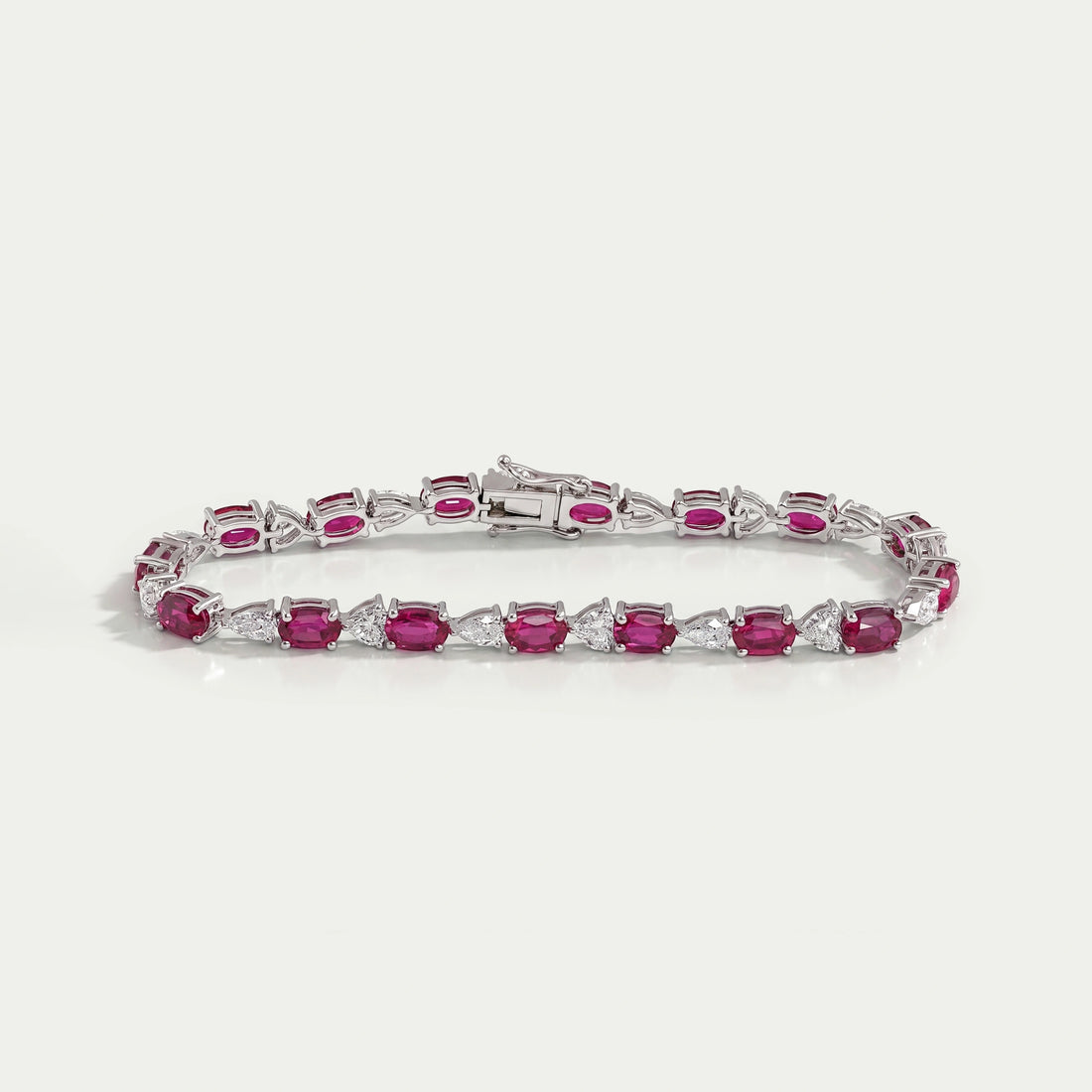 Ruby Oval and Diamond Tennis Bracelet Bracelet
