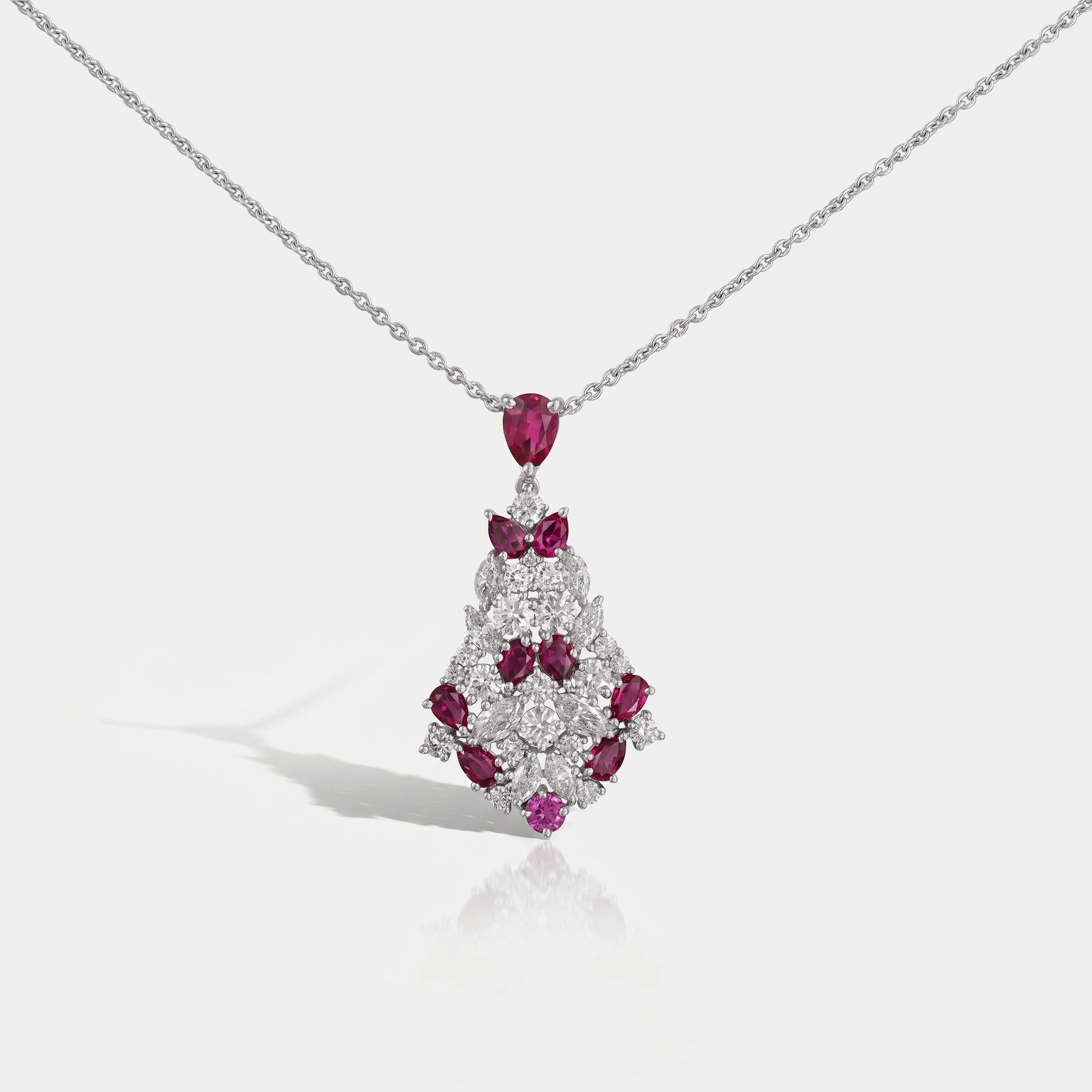 Cluster Diamond And Ruby Pendant 