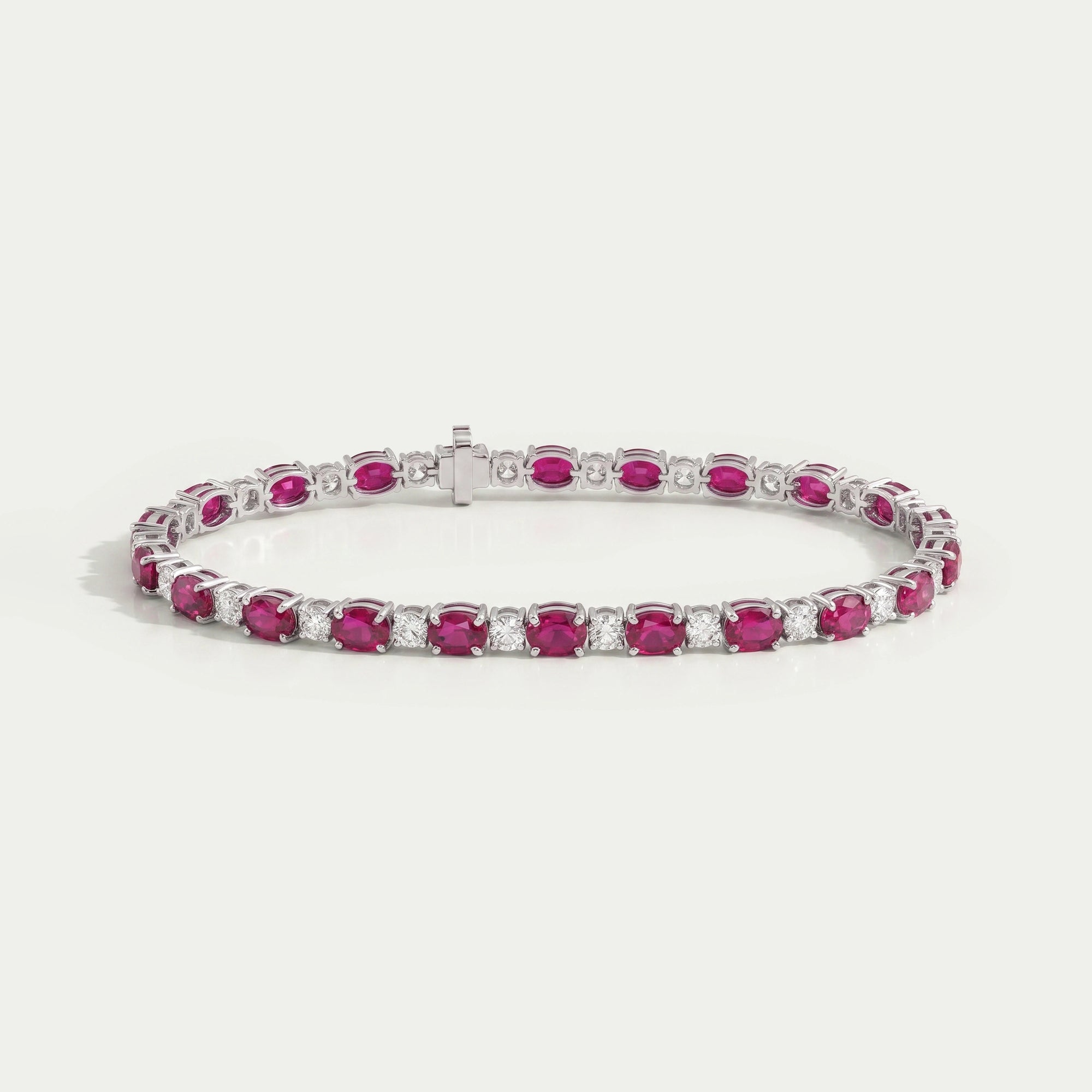 Pink Oval Lab-Created Ruby Tennis Bracelet