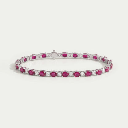 Pink Oval Lab-Created Ruby Tennis Bracelet