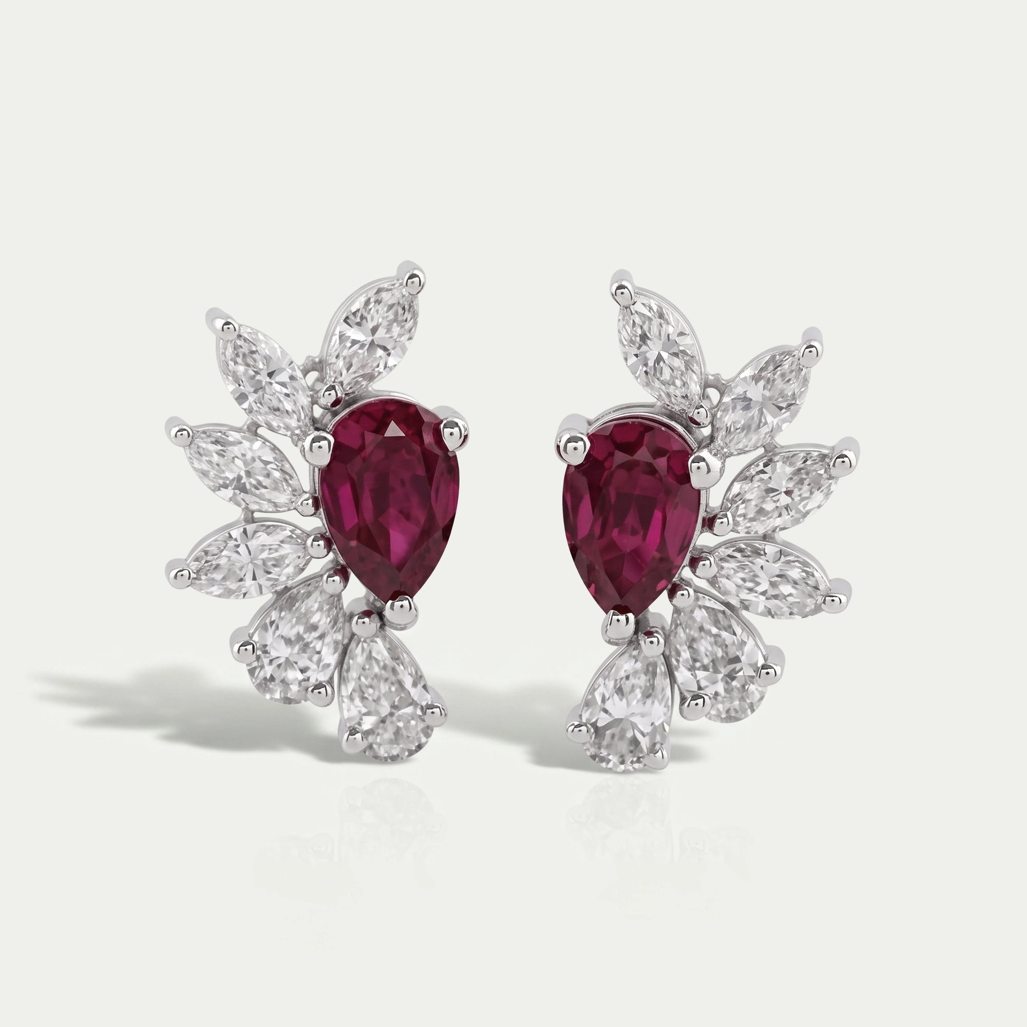 Pear Cut Lab Grown Ruby Gemstone Earrings
