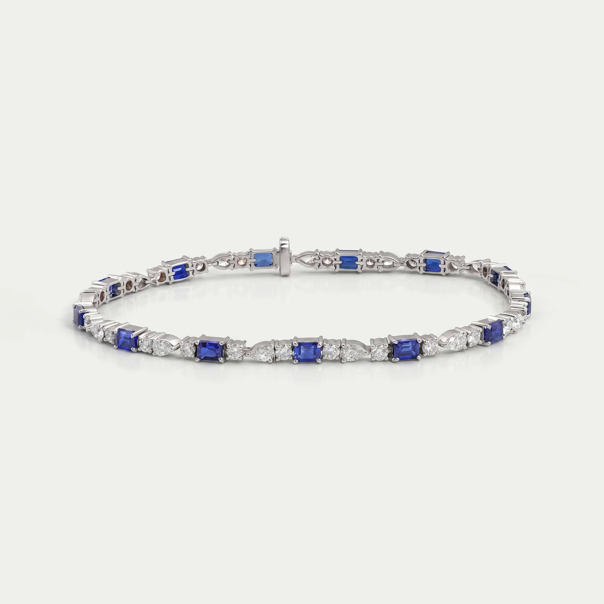 Emerald Cut Sapphire And Lab Dimond Bracelet