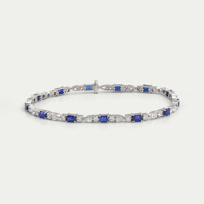 Emerald Cut Sapphire And Lab Dimond Bracelet