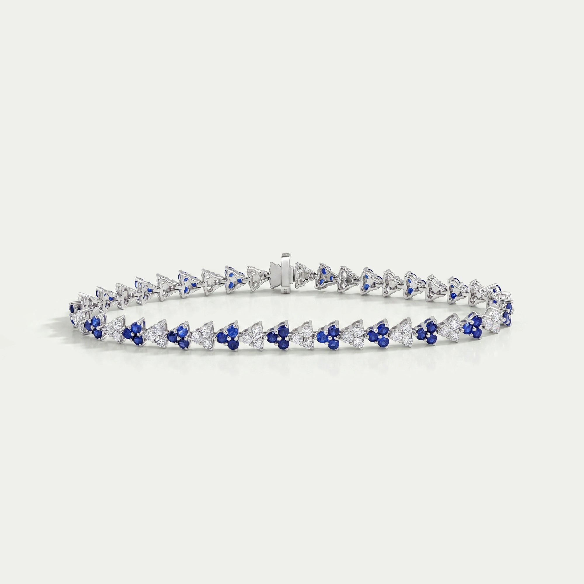 Blue Round Sapphire and Diamond Link Bracelet