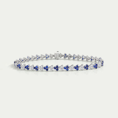Blue Round Sapphire and Diamond Link Bracelet
