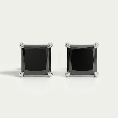 Salt Pepper Princess Cut Stud Earrings Earring