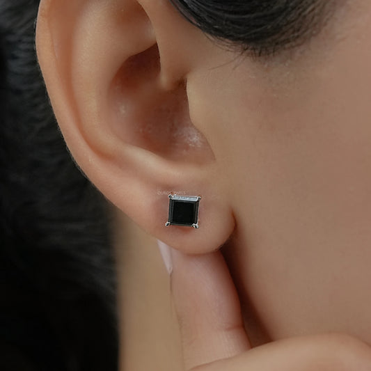 Salt Pepper Princess Cut Stud Earrings Earring