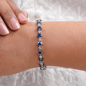 Alternating Cushion Sapphire and Diamond Link Bracelet