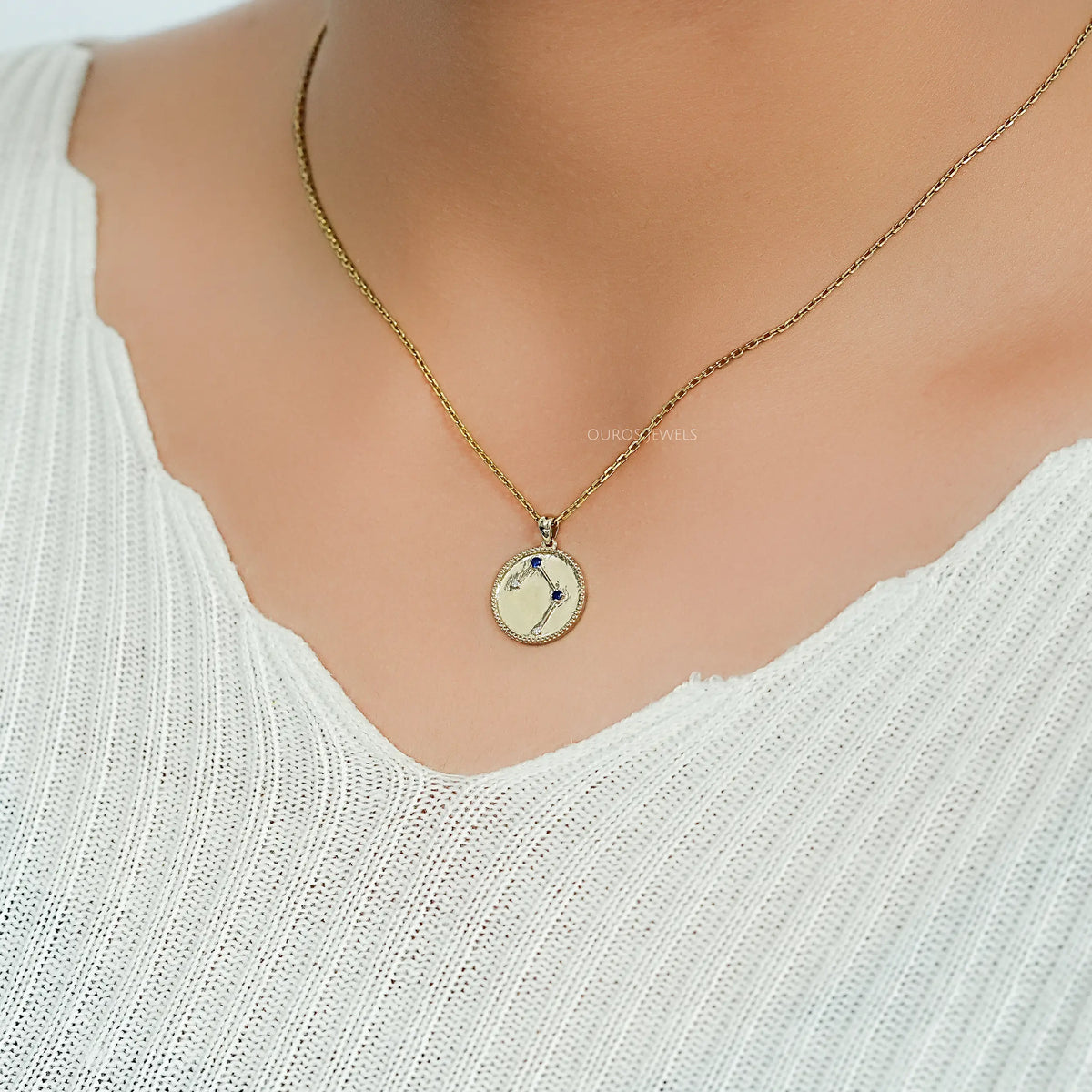 Libra Zodiac Sign Sapphire Gemstone Pendant Necklaces