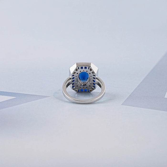 Sapphire Oval And Baguette Diamond Engagement Ring