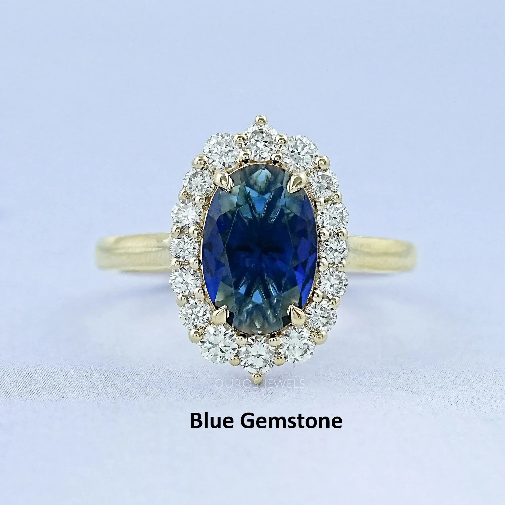 Oval Gemstone Halo Engagement Ring