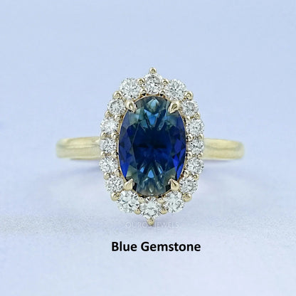 Oval Gemstone Halo Engagement Ring