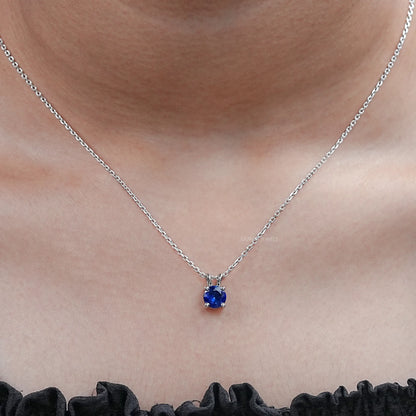 Round Shape Solitaire Lab Gemstone Pendant Necklaces